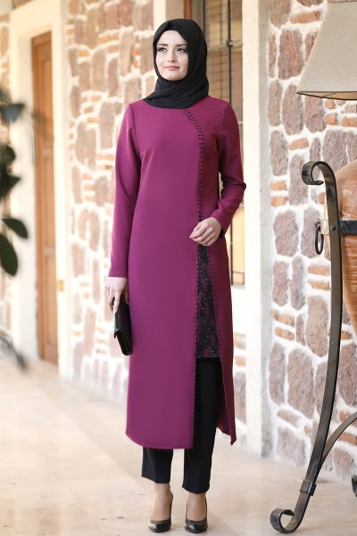 Sahra Tesettür Takım - Mürdüm - Fuval Moda